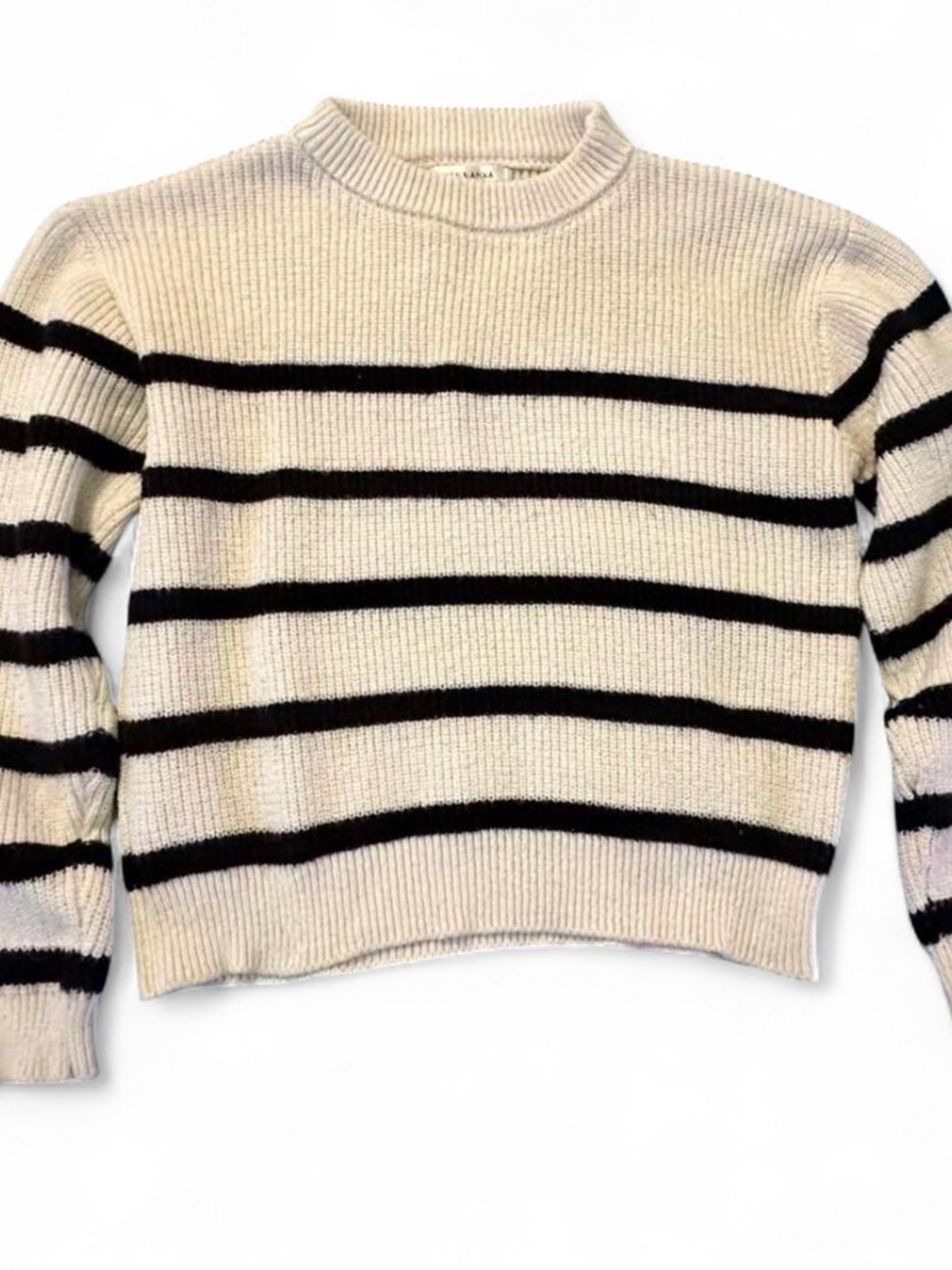 Jon & Anna Cream and Black Striped Crewneck Sweater